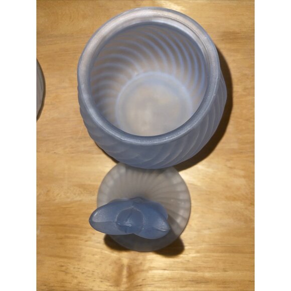 Vintage Frosted Glass Tulip Lid Candy Jar Set - Picture 6 of 16